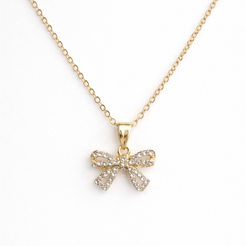 ⚜️ Elegant Gold Bow Pendant Necklace - Picture 1 of 4